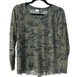 Michael Stars Madison Brushed Camo Long Sleeve Crew Neck Sweater Size SP NWT